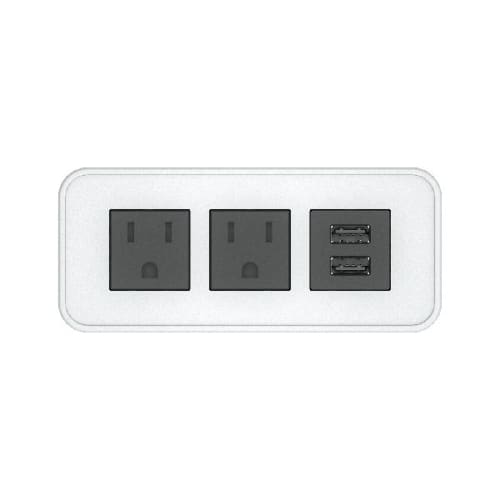 Raffel Rectangle Power Station; 2 AC Outlets and 2 USB-A Charging Ports, White